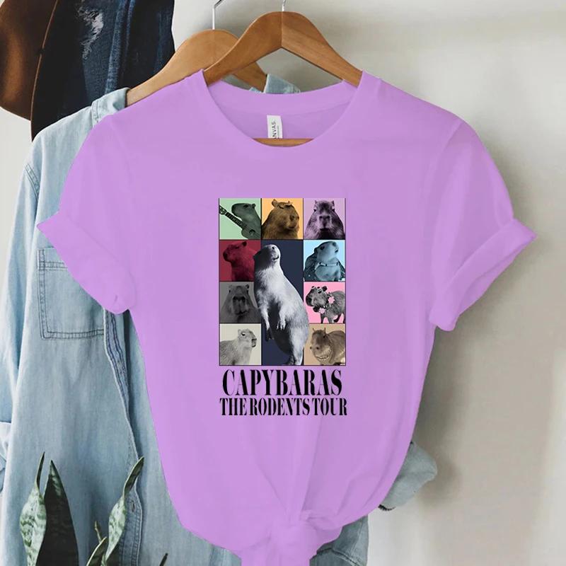 Funny Capybara Womens TShirt The Rodents Eras Tour Meme Graphic T Shirt Tops Summer Vintage Fashion Short Sleeve Women Tshirt