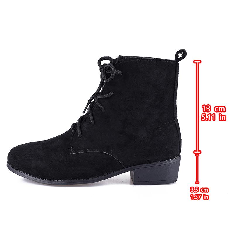 Fashion Women's Fashion Black Lace-Up Ankle Boots Spring Autumn Comfortable Low Block Heel Short Boots Woman Plus Size Botas Mujer 2025