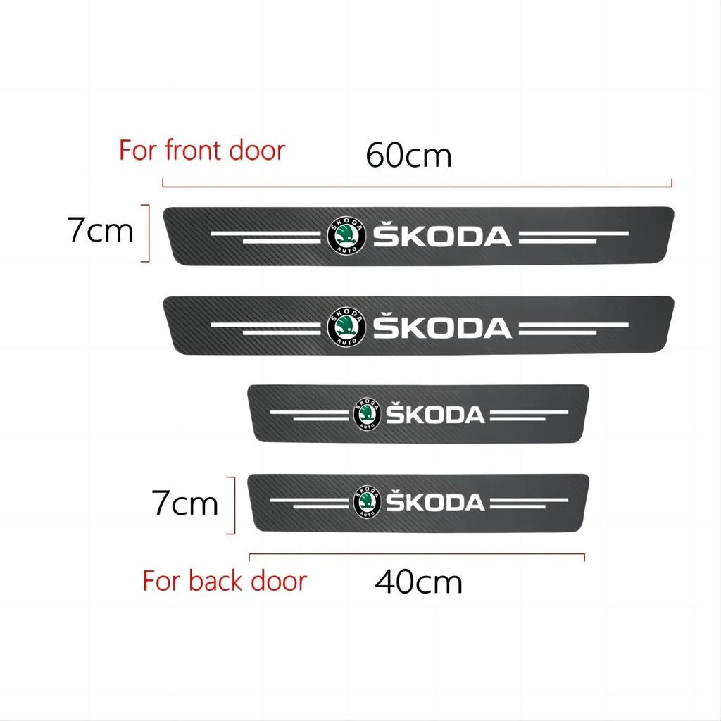 4Pc Car Threshold Protector Door Sill Cover Sticker For Skoda Superb Octavia MK2 MK3 2 3 A5 A7 Fabia VRS Karoq Kodiaq Rapid Yeti WD8