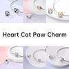 Copper Original Dog Cat Safety Chain Lazy Cat Pink Zircon Pet Paw Print Footprint Charms Fit Bracelet For Women Diy Jewelry