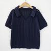 Shop   Women Punching Collar Neck ShorT Sleeve KniT T shirT Wdm Wkn 2lcbb1031