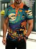 Men's Outdoor Halloween Polo Shirt, Mixed Colors, Multiple Specifications Available, Polyester Material, Featuring Jack - O' - Lanterns, Bats & Witch