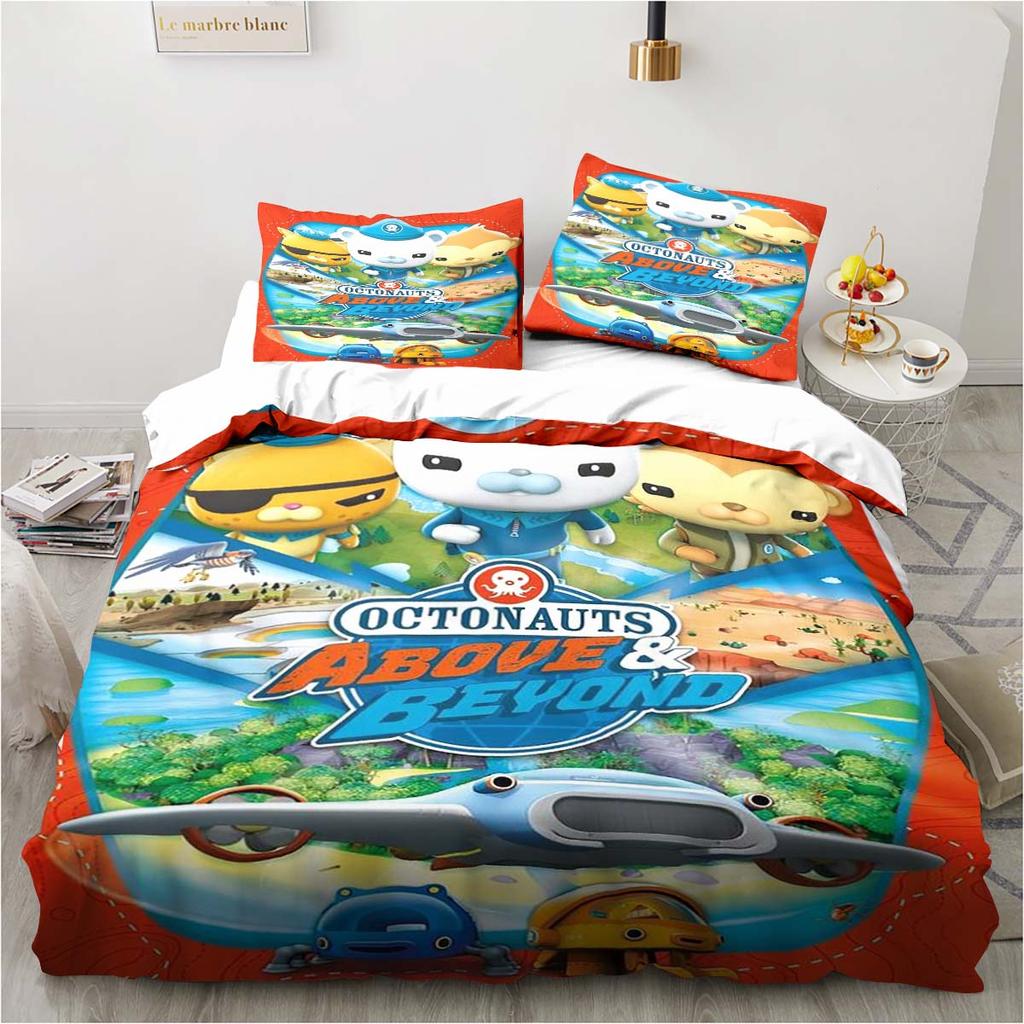 Kreslená povlaková souprava Octonauts Ložnice Postel Třídílná sada Jednolůžko Dvojlůžko Královská velikost Povlak na přikrývku a povlak na polštář Dětský dárek