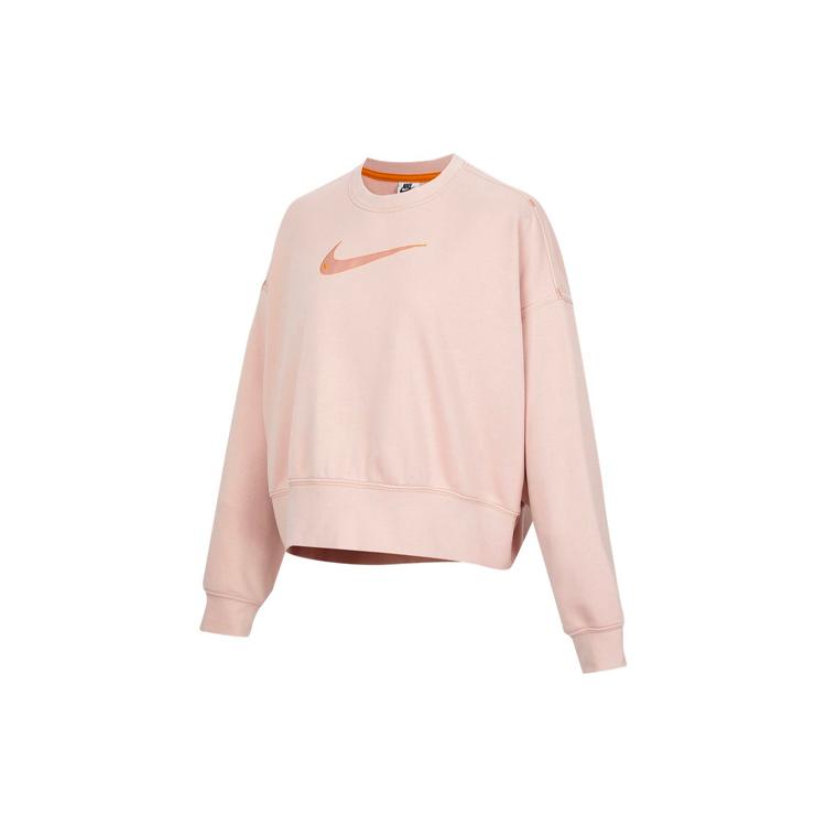 New Nike Sportswear Swoosh Knit Cropped Crewneck Pullover Sweatshirt Pink DO7212-601