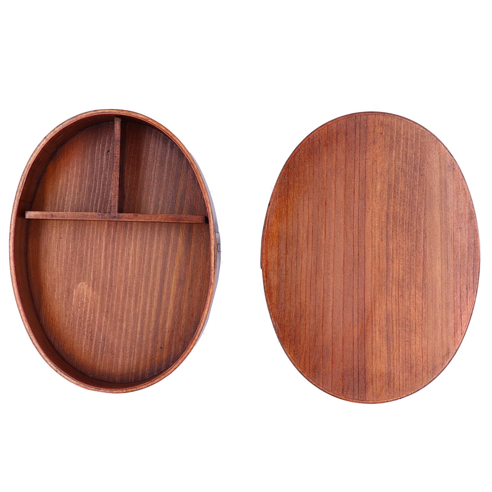 Konnwei Oval Shape Bento Box Wooden Sushi Lunch Box Food Storage Container For Adult Student Worker