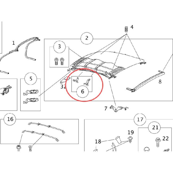 Q0014822V001000000 Soft Top Clip Soft Top Convertible Fabric Repair Bracket For Smart Roadster SMART ROADSTER-COUPE BRABUS W452