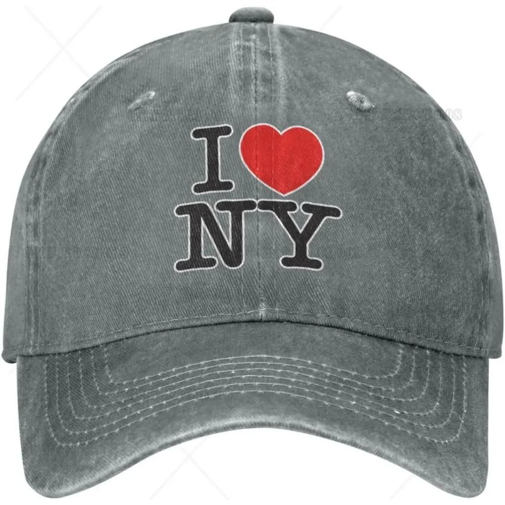 I Love New York Denim Baseball Cap Cotton Washed Adjustable Unisex Cool Dad Hat Sports Outdoor Cowboy Hat One Size