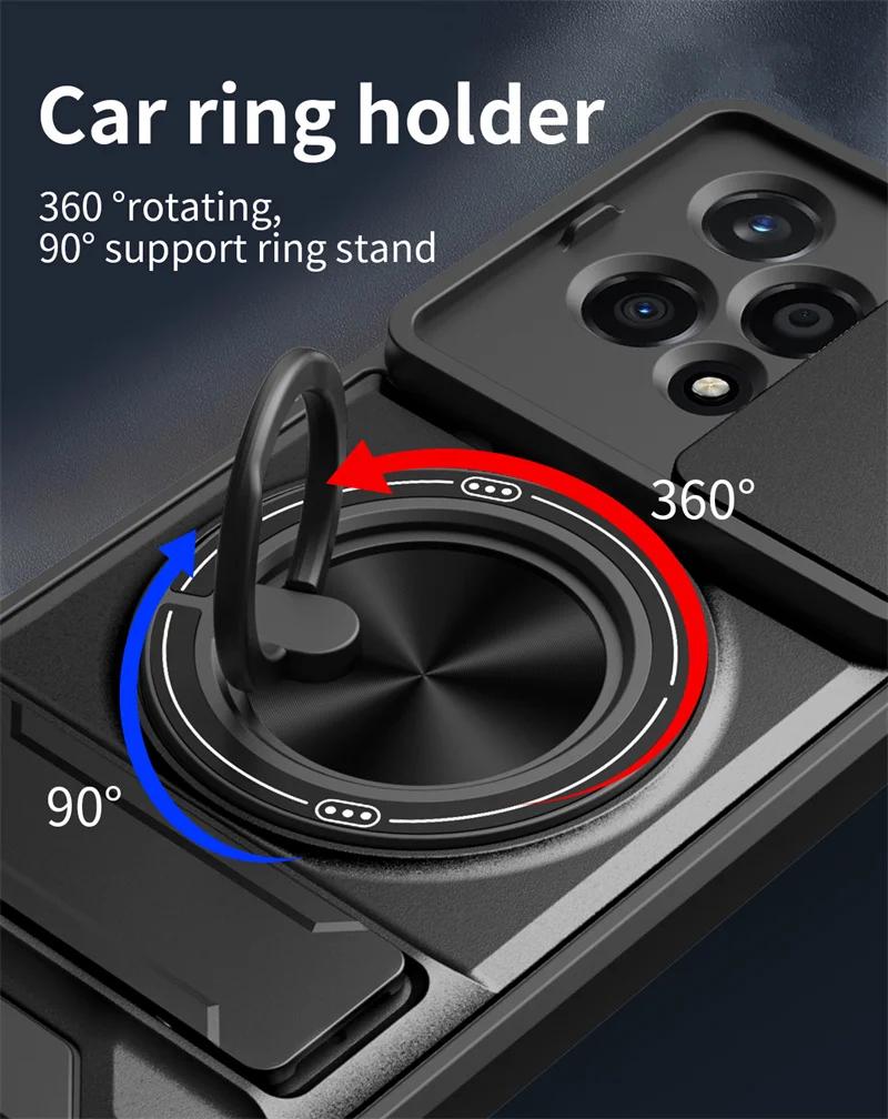 For Honor 200 Lite 5G Case Armor Silicone PC Magnetic Ring Holder Back Cover for Honor200 200Lite Slide Camera Shockproof Funda