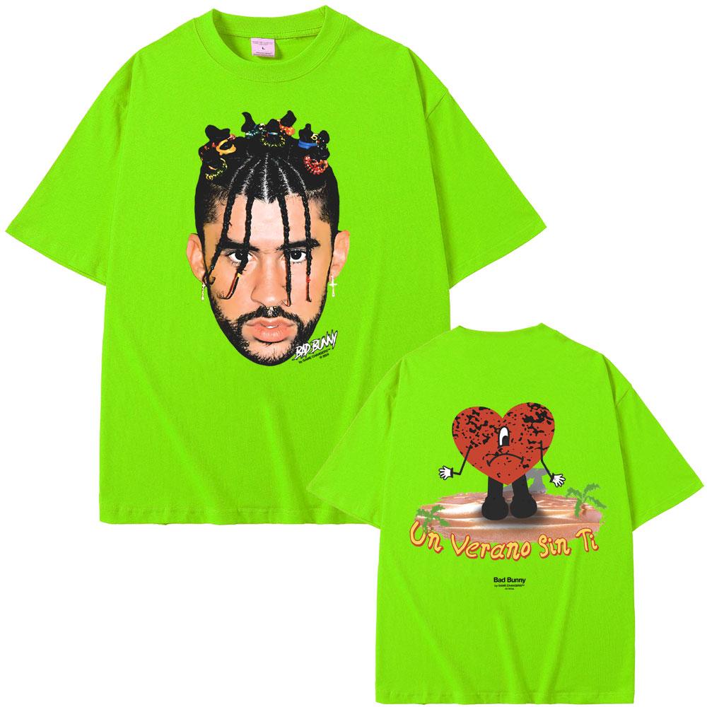 

Футболка с графическим принтом альбома рэпера Bad Bunny Un Verano Sin Ti для мужчин и женщин, модная хип-хоп футболка оверсайз, мужская винтажная уличная одежда 3XL