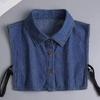 Lapel Buttons Denim Fake Collar Cotton Detachable Collar Versatile Women Fake Collar  Women