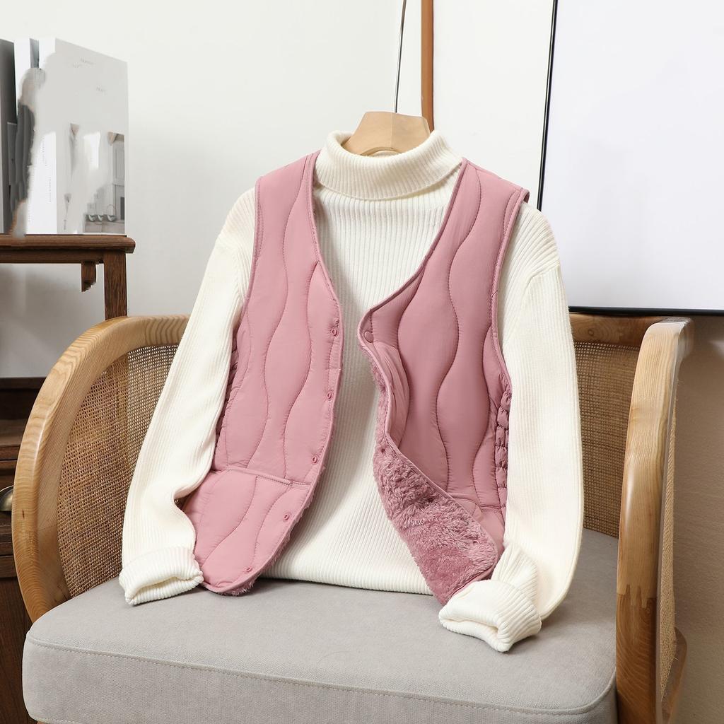 Down Cotton Vest Women's Short Plus Velvet Thickened Large Size Liner Slim Inner Wear Warm Vest