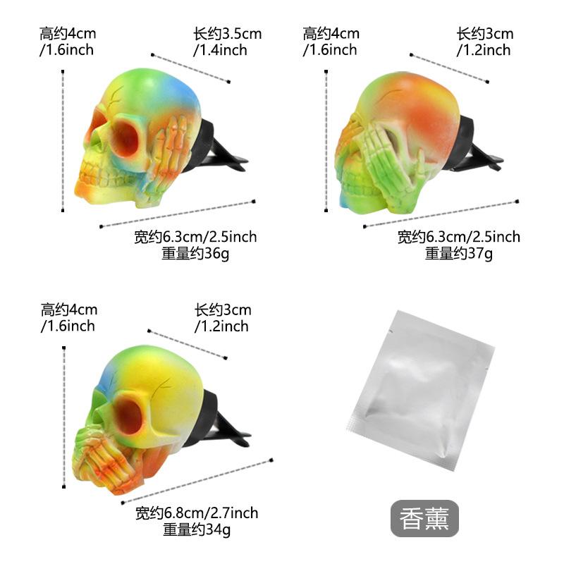 Skull-Shaped Aromatherapy Ornament Halloween Decor Car Accessory Ghost Festival Colorful Skull-Shaped Aromatherapy Decor Small Gift