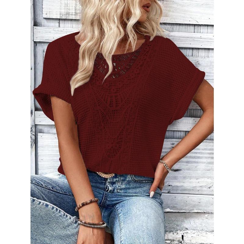 GMXIA Dámská móda Ležérní Jednobarevný Potisk Krátký rukáv O-výstřih Halenky a košile