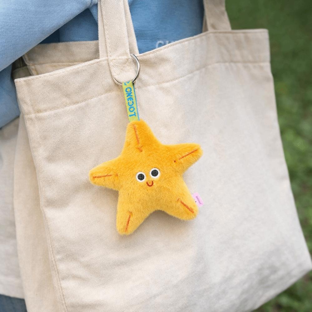 Soft Seahorse Pendant Starfish Fluffy Whale Keyring Ocean Animal Plush Keychain  Birthday Gift