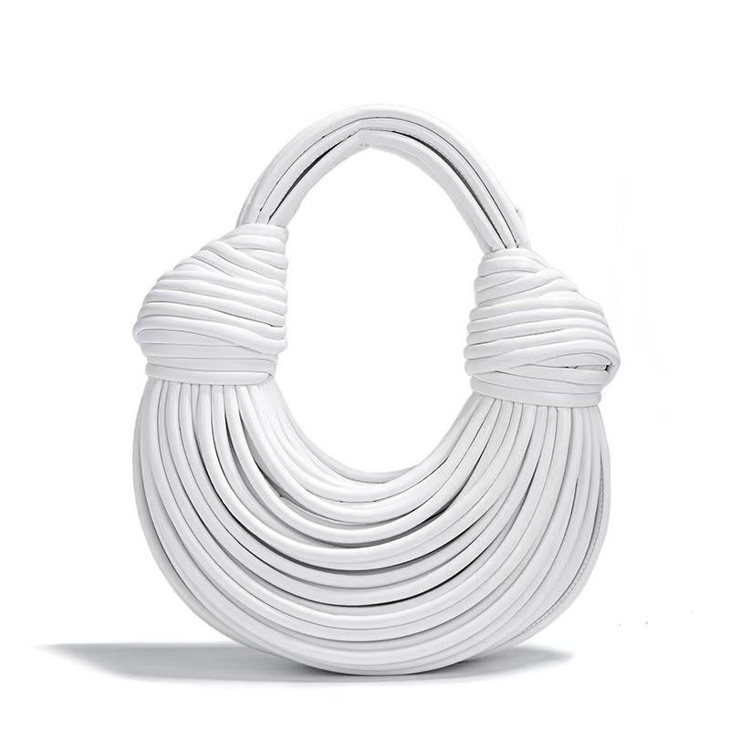 

Плетеная сумка через плечо для женщин, маленькая сумка-клатч из искусственной кожи, женская сумка-сумка с ручкой сверху в виде лапши, сумка-тоут для выпускного вечера белый