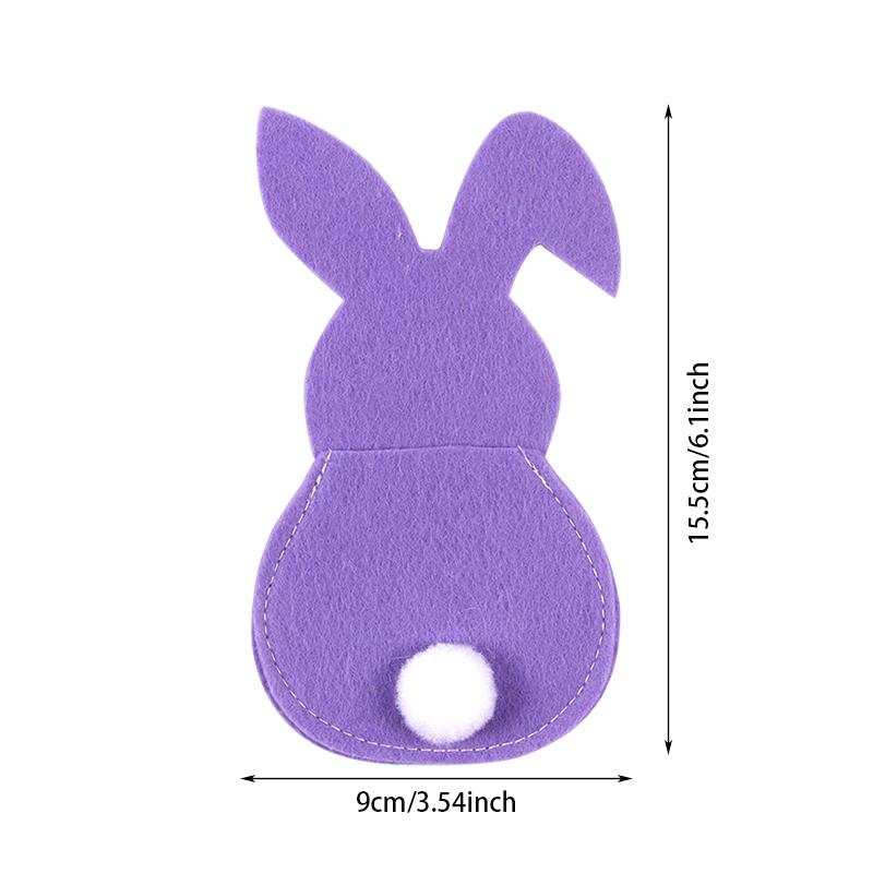4pcs Easter Rabbit Shape Cutlery Bag Knife Fork Tableware Holder Pocket Easter Party Dinner Table Ornament Spring Party Supplies