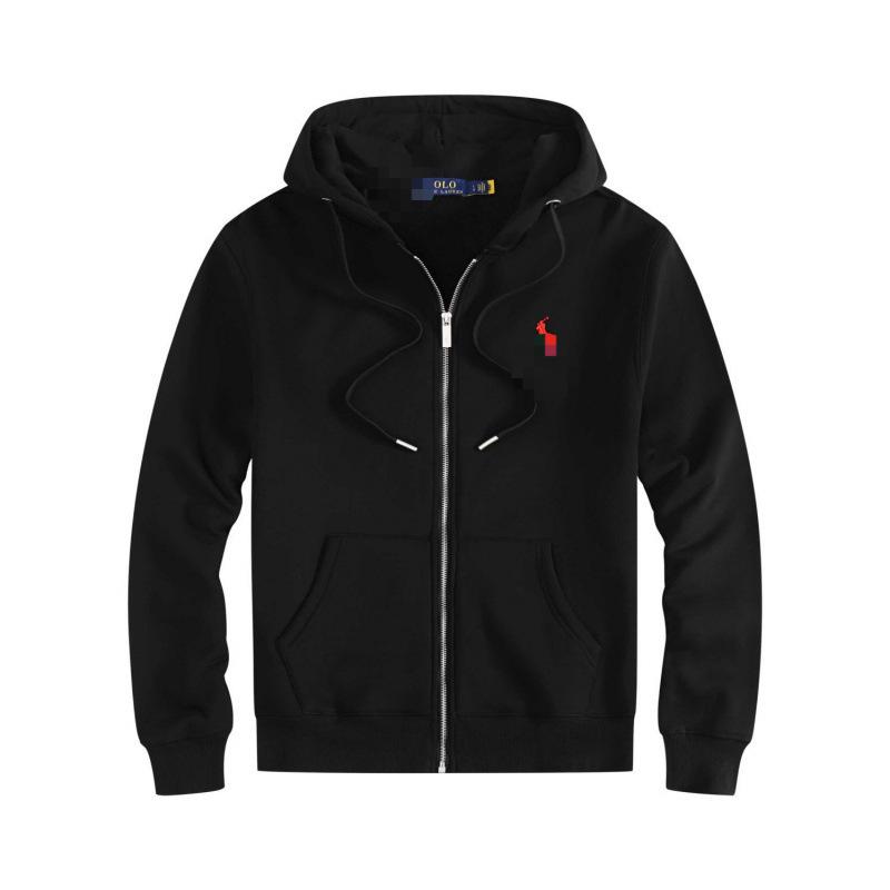 Herren Velours Polo Hoodie Set mit gesticktem Pferde-Logo