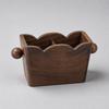 Solid Wood Desktop Organizer with Two Compartments OpenTop Wooden Desk Holder Side Knobs