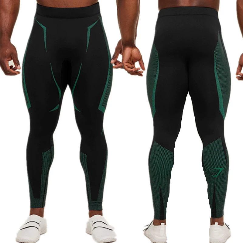 GYMSHARK Herrars Snabbtorkande Kompressionsleggings med Klassiskt Hajtryck för Fitness, Sport och Yoga