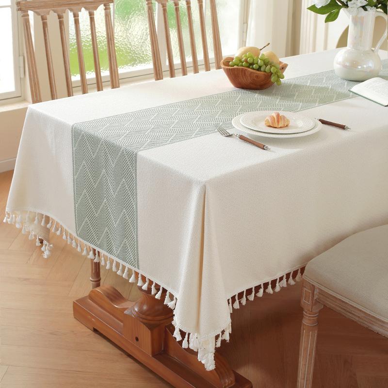 Nordischer Bestseller Imitation Baumwolle und Leinen Tischdecke Weihnachten Jacquard Retro Blume Fransen Tischdecke Couchtisch Tischdecke Abdeckung Handtuch Tuch