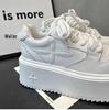 Versatile Lace-Up Platform Sneakers for Women - Height-Increasing, Trendy White Shoes for Spring & Autumn 2025