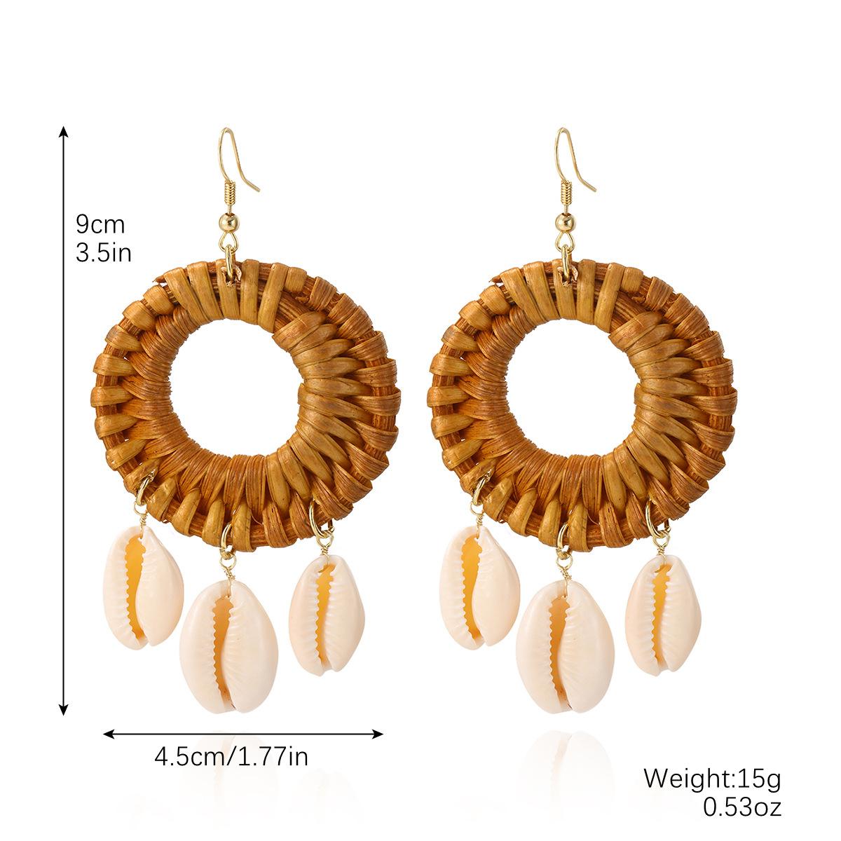 

Набор ротанговых серег, Новые богемные серьги, Деревянные ротанговые серьги