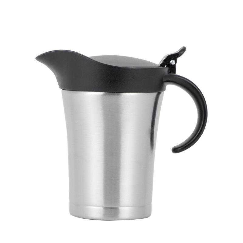 1PC Gravy Jug Stainless Steel Double Insulated Steak Sauce Jug with Lid Juice Tomato Sauce Jug for Gravy or Cream