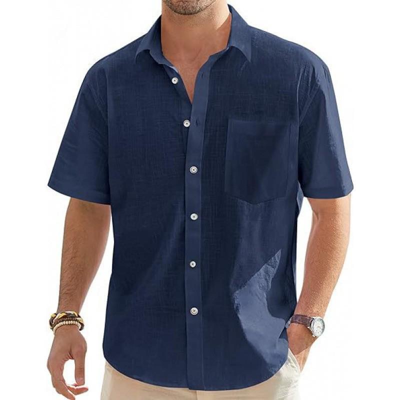 Men's Short Sleeve Linen Shirt - Retro Casual Summer Style