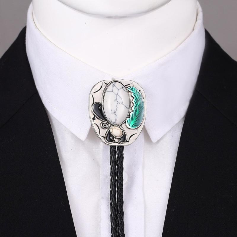 Gemstones Pendant Bolo Tie Western Necklace Cowboy Sweater Decorative Necktie