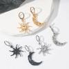 Vintage Sun Moon Earrings Alloy Totem Pendant Asymmetric Dangle Jewelry Gift for Women
