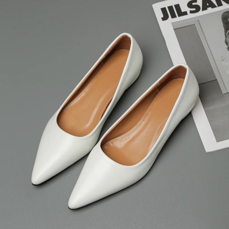 New Pointed Toe Shallow Mouth Square Heel Small Leather Shoes Women's Elegant High Heels Dress Shoes