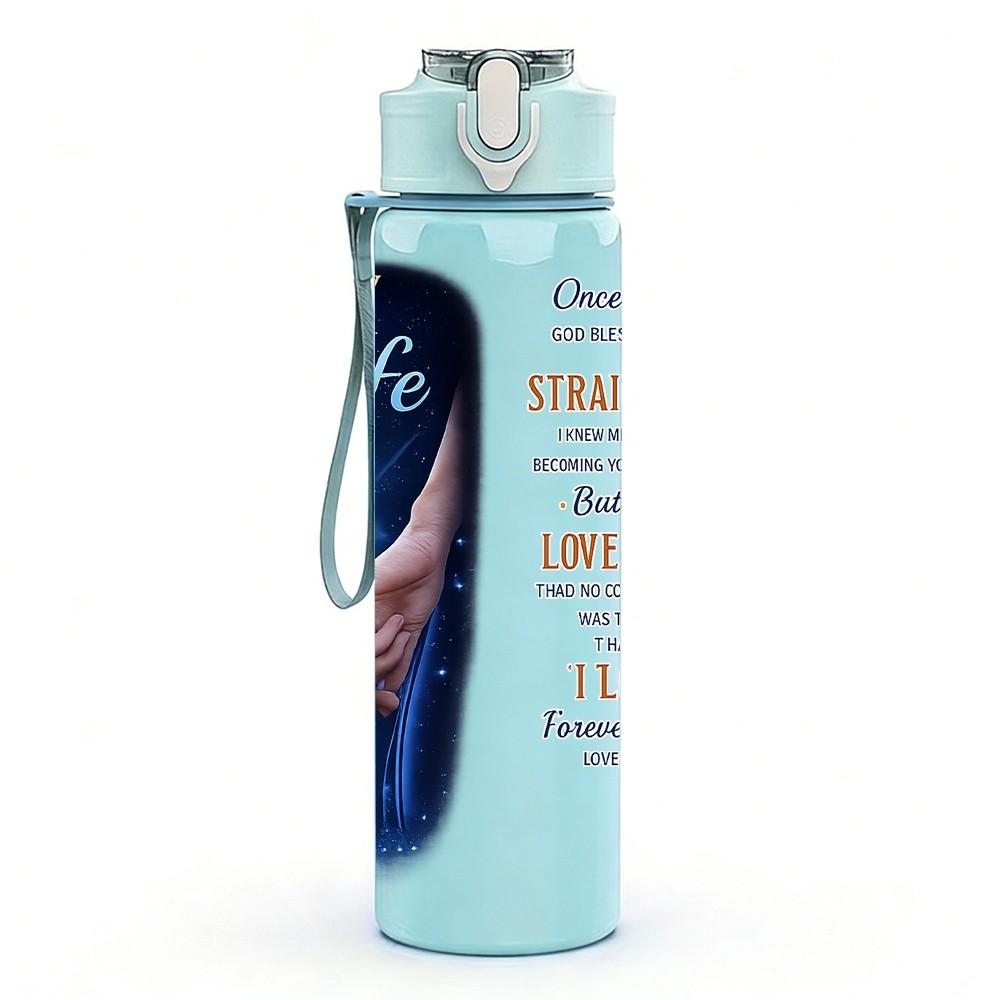 1PC Wife Husband Couple Romantic Quote Print 750ml Color Plastic Sports Water Bottle Leakproof Flip Straw Lid Suitable for Sports Office Home Use