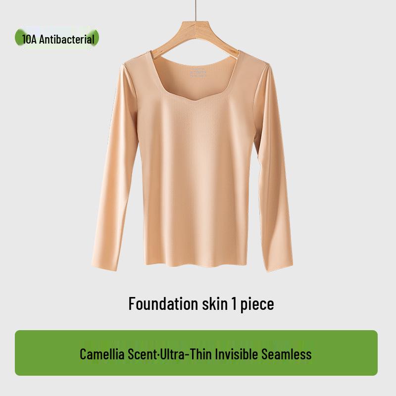

Women s Antibacterial Thermal Base Layer: Long-Sleeve, Thin, Traceless, Plus-Size Autumn Top L (105-130 jin)