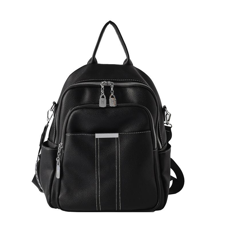 Ielgy Solid Color Soft Leather High-End Backpack Fashion Trendy Lightweight Multi-Purpose Female Bag Casual Shoulder