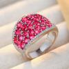 Luxury Inlaid Red CZ Women's Ring Aesthetic CopperColor Geometry Daily Wear Party Jewelry Anniversary Gift