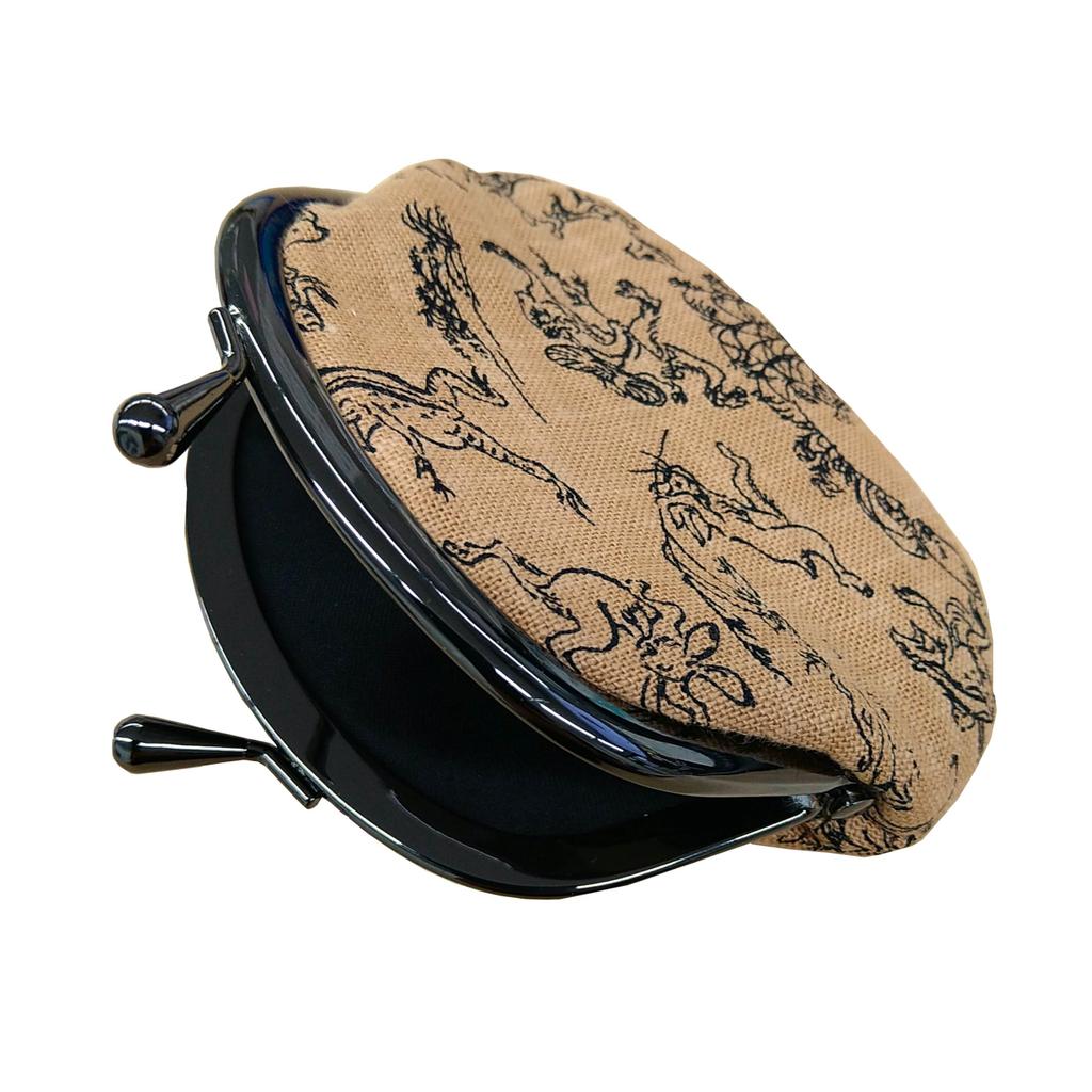 Maruzen Coin Purse Wallet with Choju Jinbutsu Giga x 12 Made in Japan with Traditional Japanese Patterns (Maruzen) Design, Brown, Cotton, 3.3-inch