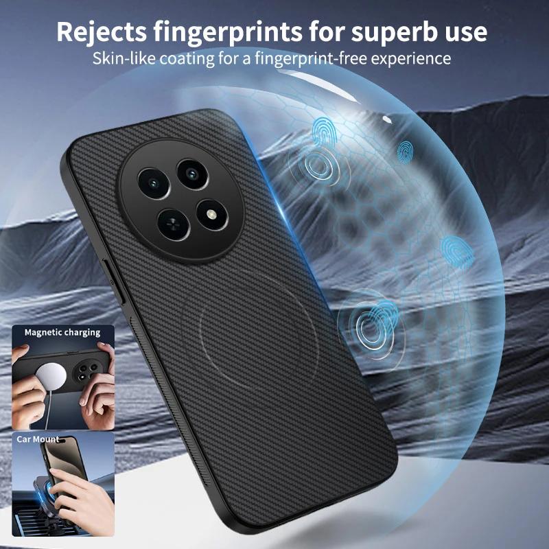 Magnetic Silicone Case for Realme 12X 13 12 Pro Plus 5G 4G Wireless Charging Carbon Fiber PU Anti-Drop Soft Cover Phone Cases
