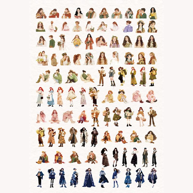 100 Sheets Sticker Pack Romantic Girl Laser Cut DIY Scrapbooking Journal Stickers for Phone Case Notebook Decoration