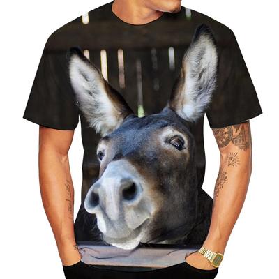 Camisetas engraçadas de burro com estampa 3D de animais, masculinas e femininas, streetwear, casual, manga curta, camisetas grandes, harajuku, infantil, camisetas, roupas