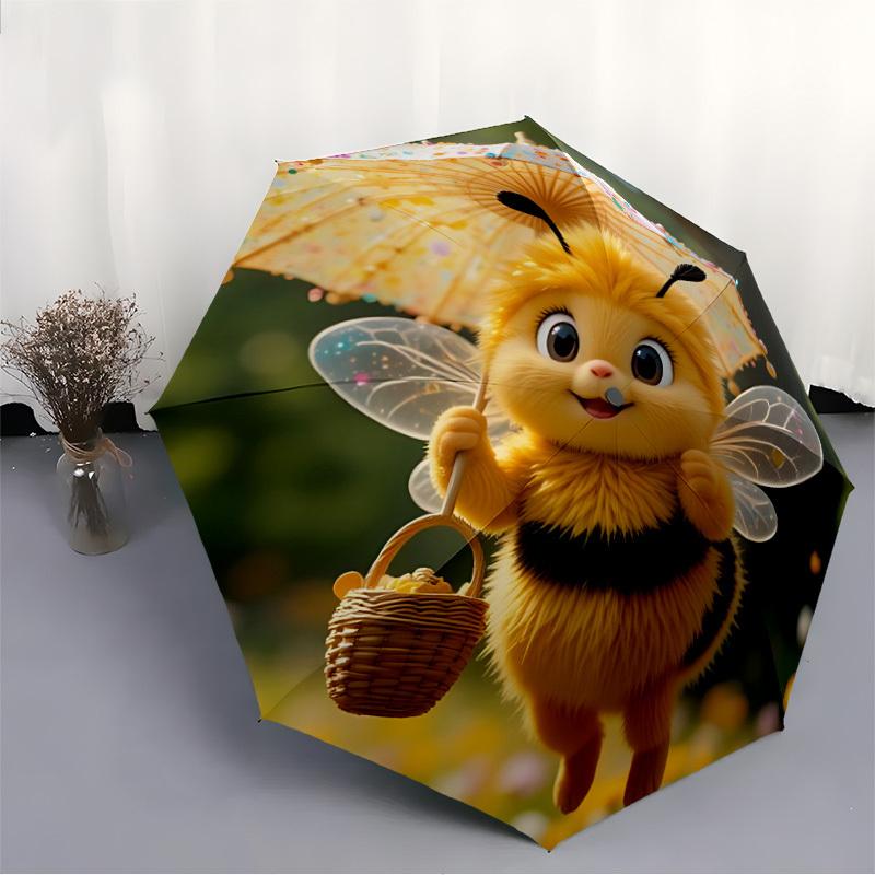 1pc Bee Umbrella Automatic Open/Close Umbrella with Folding Feature Compact Travel Umbrella, Lightweight Design, for Commuting093