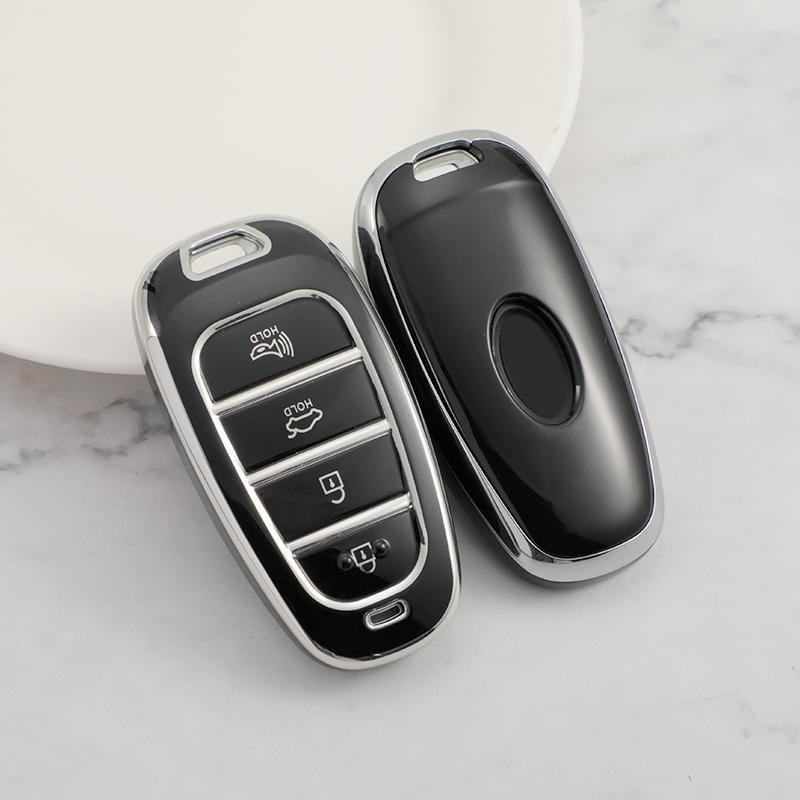 TPU 4 5 6 7 8 Buttons Car Key Case Cover For Hyundai Santa Fe Tucson 2022 NEXO NX4 Ioniq 5 Atos Prime Solaris 2021 Accessories