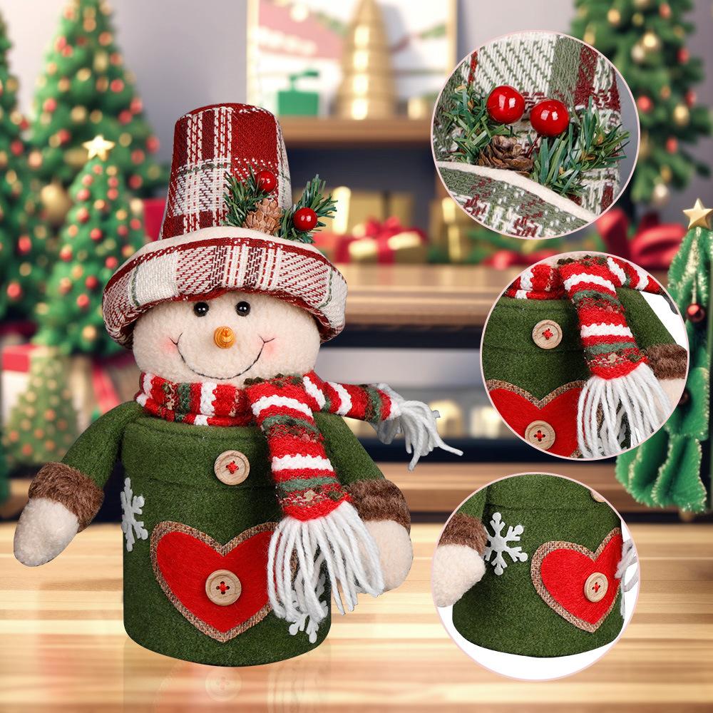 2pcs Christmas High-end Candy Box Gift Jar Christmas Eve Decoration Apple Box Santa Claus Snowman Apple Jar