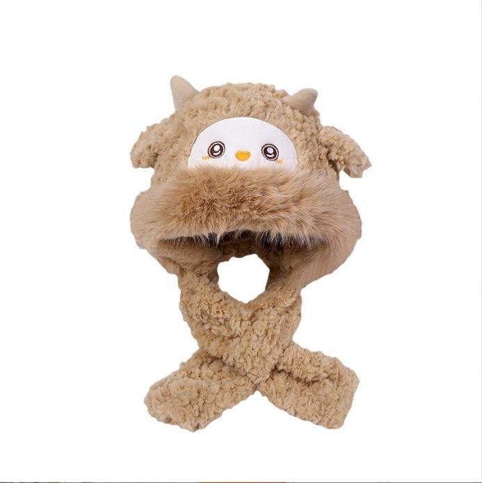Ensemble Bonnet et Écharpe en Peluche de Mouton pour Femme - Épais, Chaud, Mignon, Protection contre le Froid Style Lei Feng