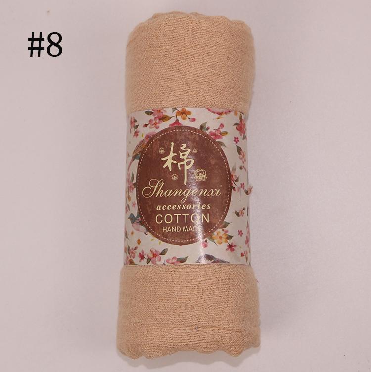 Muslim Women Solid Color Scarf Shawl Cotton Crinkle Hijab