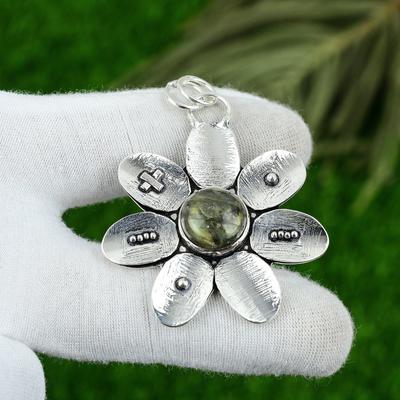 Natural Labradorite Gemstone Pendant Black 925 Sterling Silver Indian Jewelry