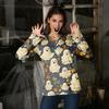 Women's Casual Fashion Sexy Comfort Halloween Printed V-Neck Button Long Sleeve