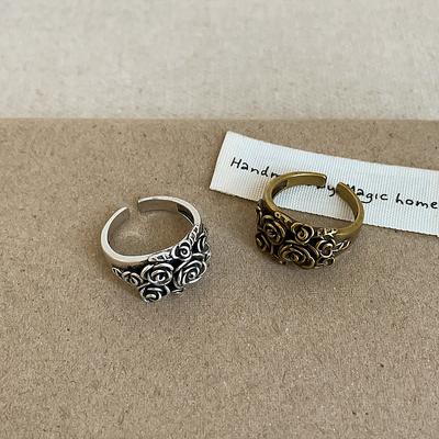 Three-Dimensional Relief Rose Opening Ring Women'S Retro Old Niche Unique Exquisite Commuting Versatile Ring Ring