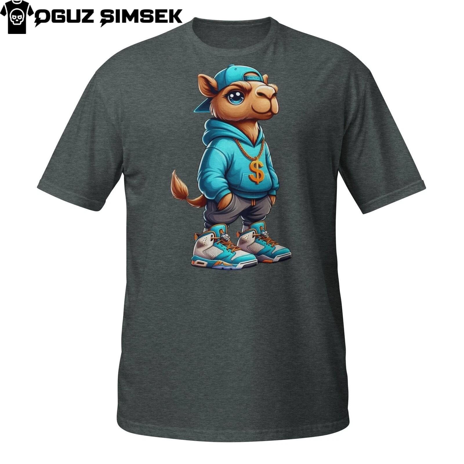 Cool Camel Cartoon T-Shirt Mens Womens Tees Top – Funny Hip Hop Streetwear Animal Graphic M