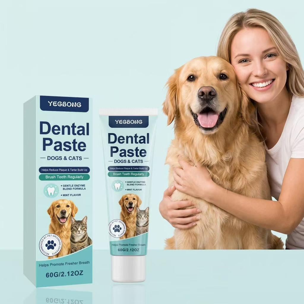 YEGBONG Pet Toothpaste for Dogs & Cats, Universal Oral Care, Gentle Formula Freshens Breath, Removes Tartar & Plaque