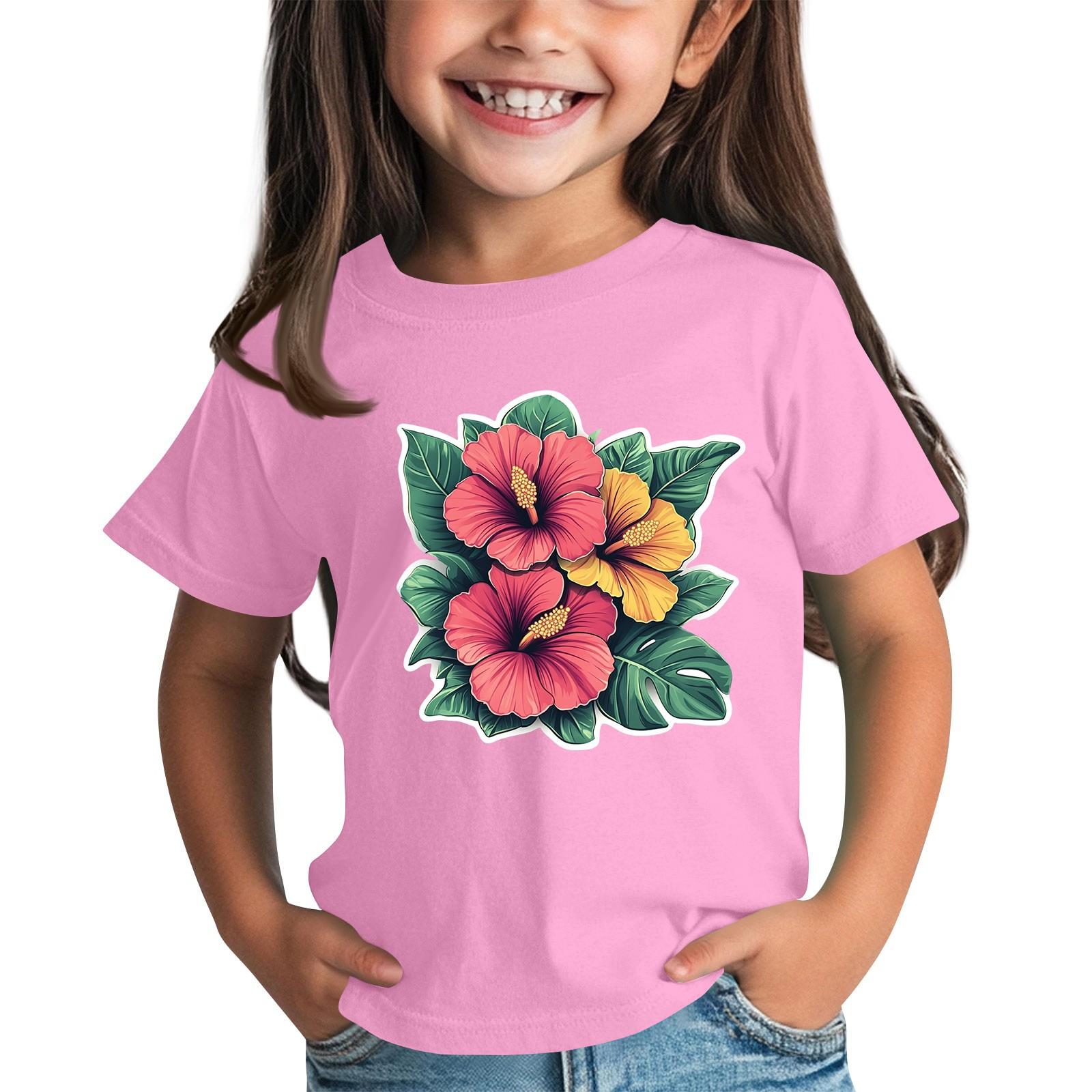 

Детская модная повседневная футболка с круглым вырезом и короткими рукавами 130 розовый